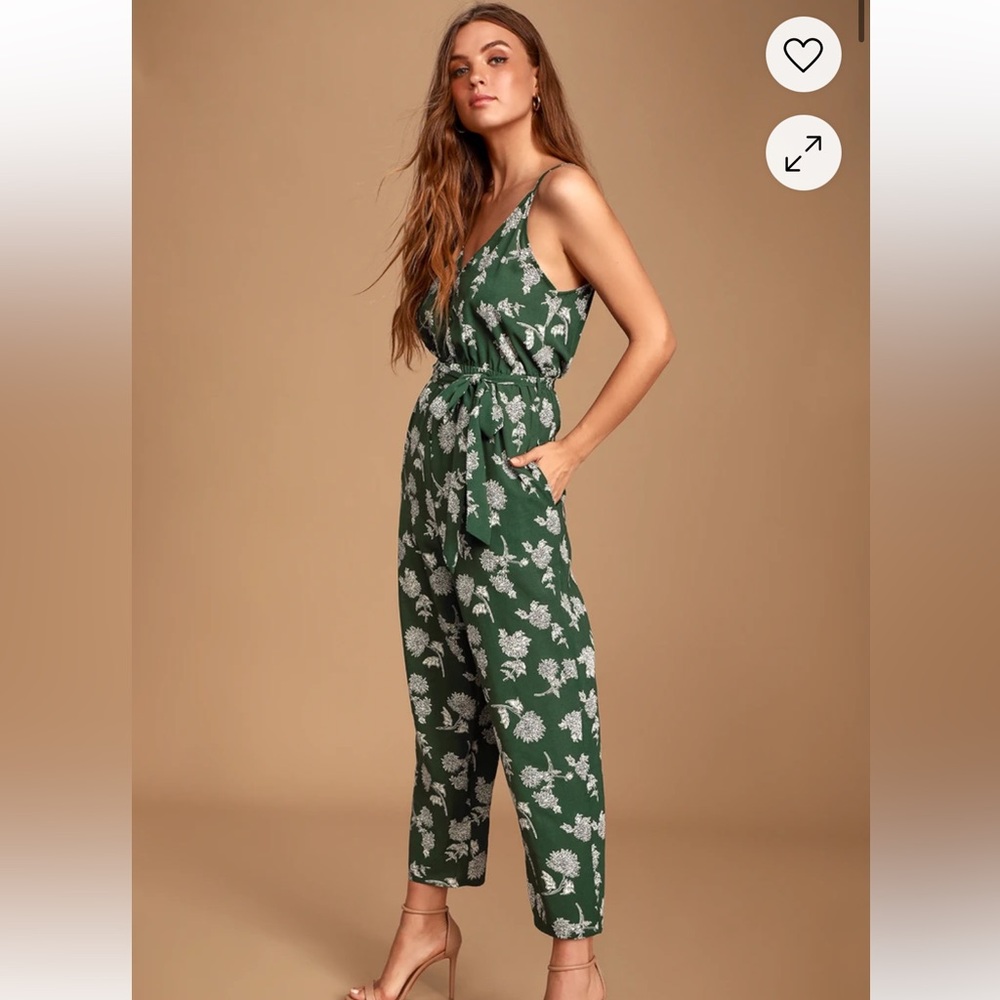 Lulus Doyle Green Floral Print Sleeveless Jumpsuit